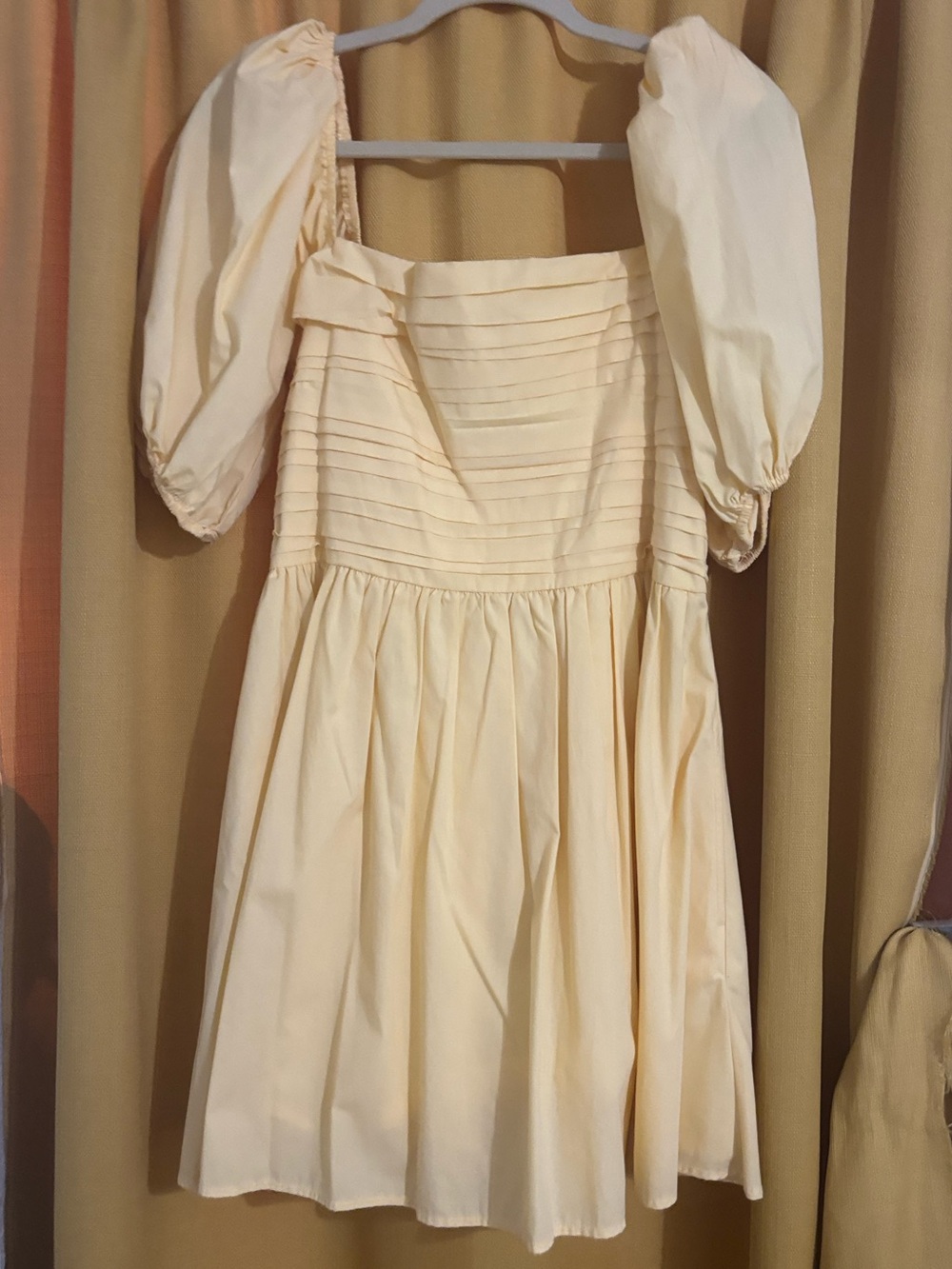 Abercrombie & Fitch Pale Yellow Puff-Sleeve Mini Emerson Dress